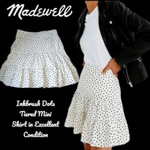 Madewell Skirt ✨️Tiered Mini Skirt in Inkbrush Dots